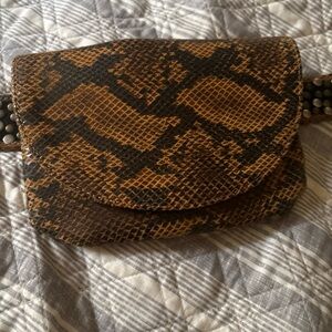 Free People Animal instinct pouch belt, vegan leather snake print with studs NWT